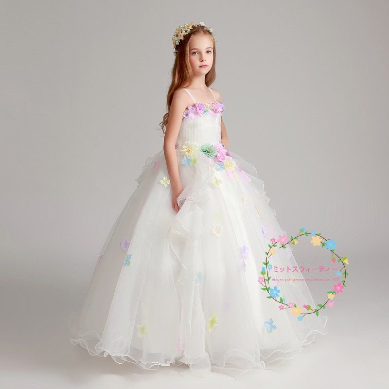 子供ドレス ピアノ発表会 カラフル キッズドレス 結婚式 子どもドレス 女の子 ミニ 子供服 七五三