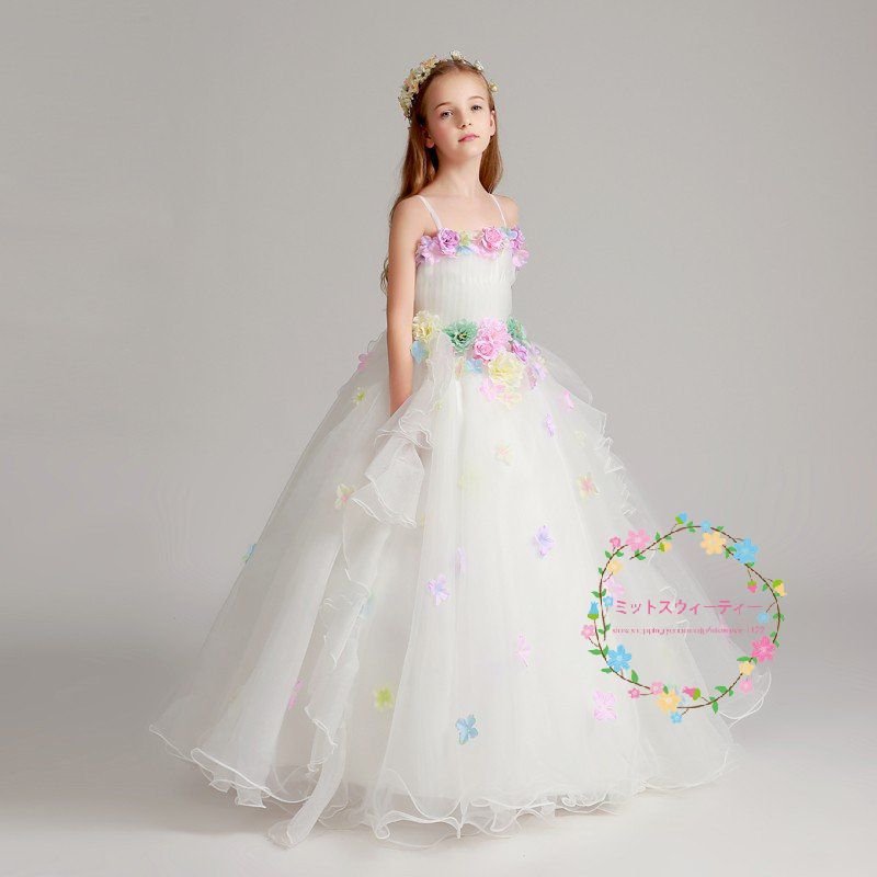 子供ドレス ピアノ発表会 カラフル キッズドレス 結婚式 子どもドレス 女の子 ミニ 子供服 七五三