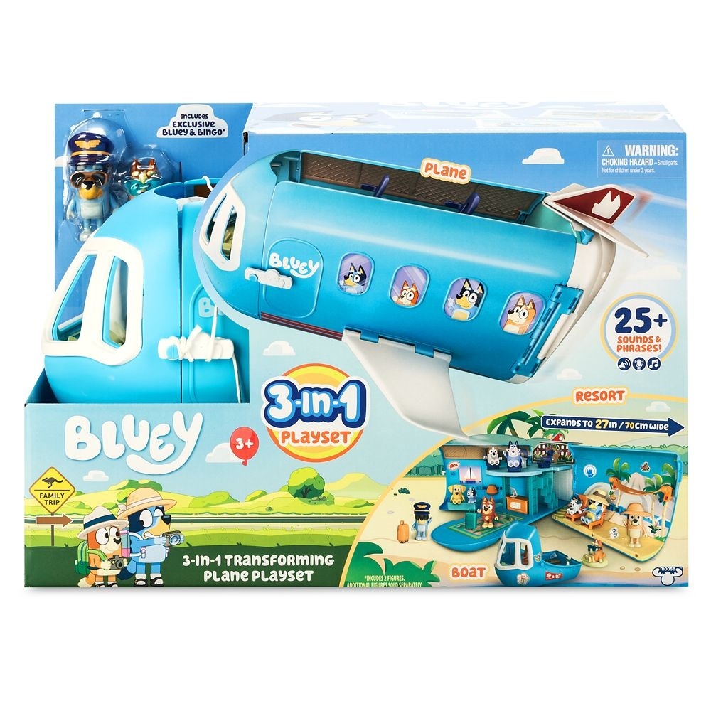 Disney Bluey スリーインワントランスフォーミングプレーンプレイセット