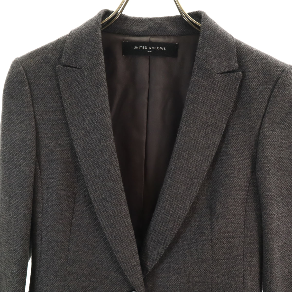 ウールブレンド 日本製 テーラードジャケット 38 グレー レディース 古着 ウールブレンド 日本製 テーラードジャケット 38 グレー レディース 古着