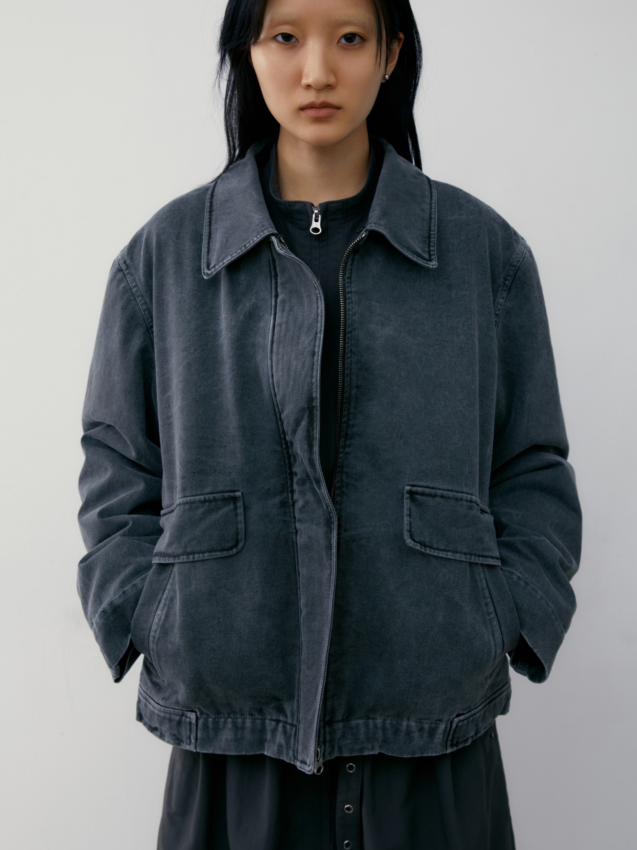 【LOW CLASSIC】 PIGMENT COTTON MUSTANG JACKET : CHARCOAL