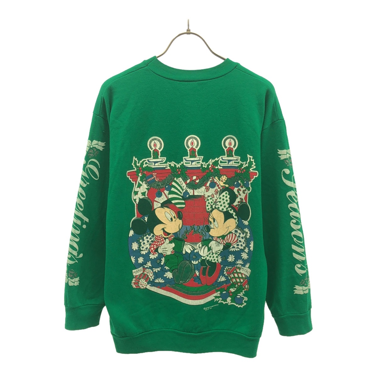 OLD オールド 90s ミッキー 長袖 クルーネック トレーナー グリーン スウェット レディース 古着 OLD オールド 90s ミッキー 長袖 クルーネック トレーナー グリーン スウェット レディース 古着