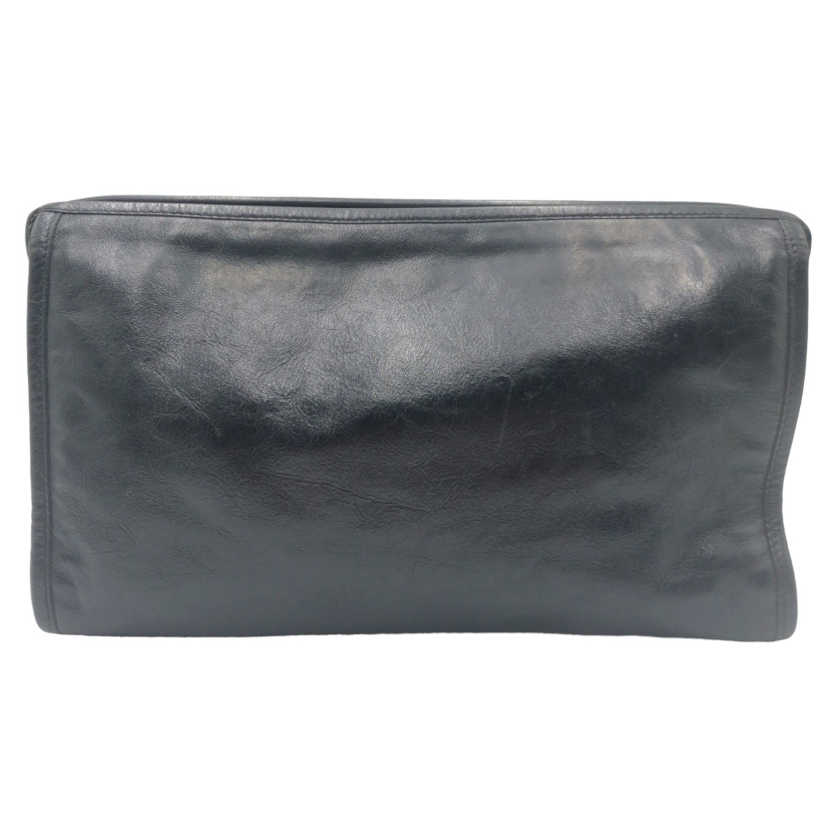 美品 インターロッキング ブラック レザー クラッチバッグ セカンドバッグ メンズ 503292