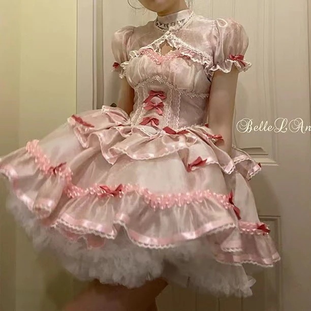 Lolita スカートバレエ春夏ドレスホルタードレス3862 Lolita スカートバレエ春夏ドレスホルタードレス3862