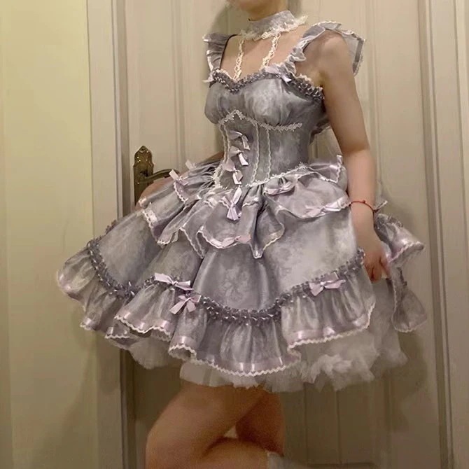 Lolita スカートバレエ春夏ドレスホルタードレス3862 Lolita スカートバレエ春夏ドレスホルタードレス3862