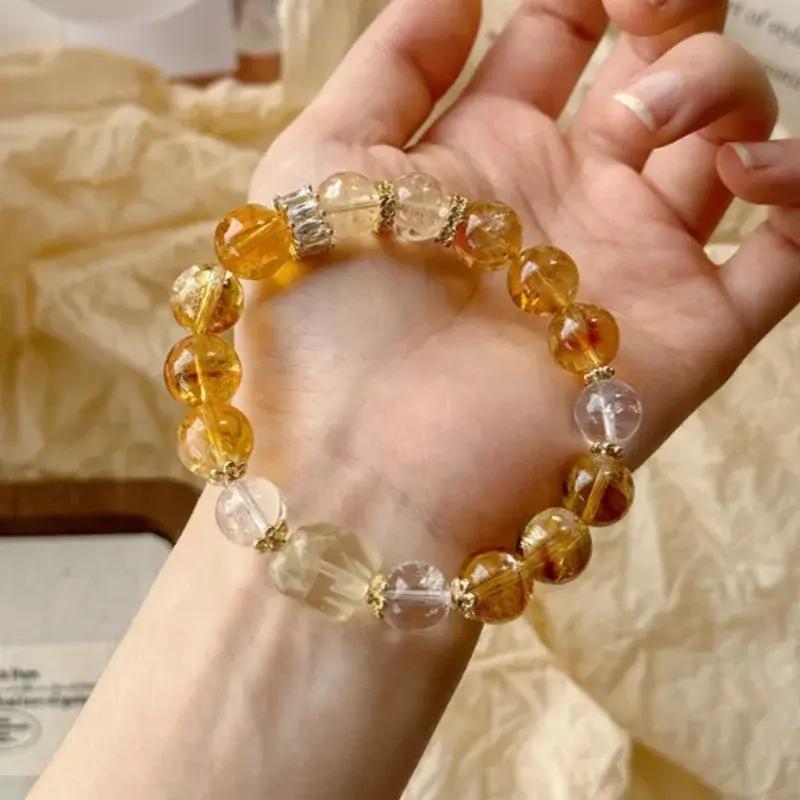 ナチュラルイエロータワークリスタルブレスレット女性用ブラジルレモンイエローフレキシブルブレスレット富と幸運を引き寄せるギフト ナチュラルイエロータワークリスタルブレスレット女性用ブラジルレモンイエローフレキシブルブレスレット富と幸運を引き寄せるギフト