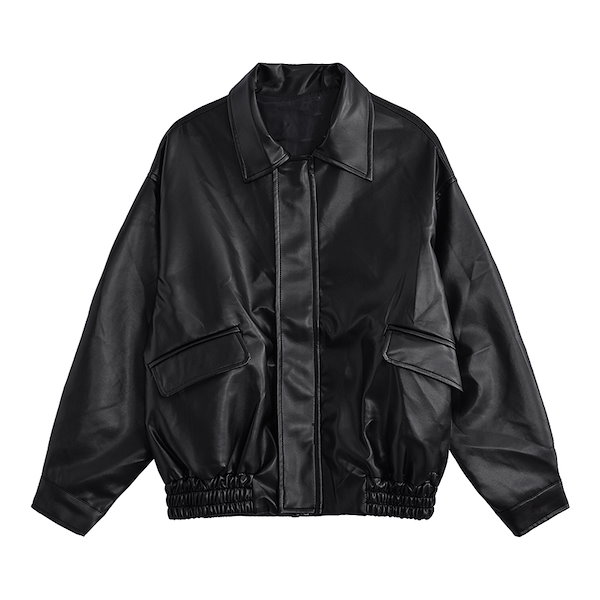 Qoo10] 2色 レザージャケット 長袖 ライダース