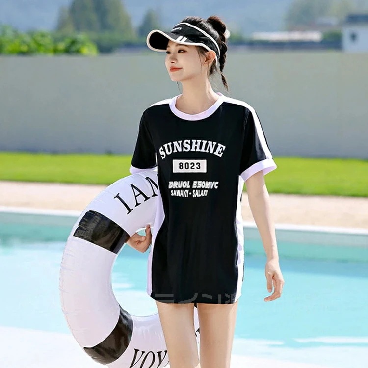 【2025新着】お腹を隠れる 水着 3点セット 中学生 高校生 レディース 体型カバー 韓国 露出控え 大学生 女の子 大きいサイズ かわいい セパレート おしゃれ 韓国風 ラッシュガード ガールズ