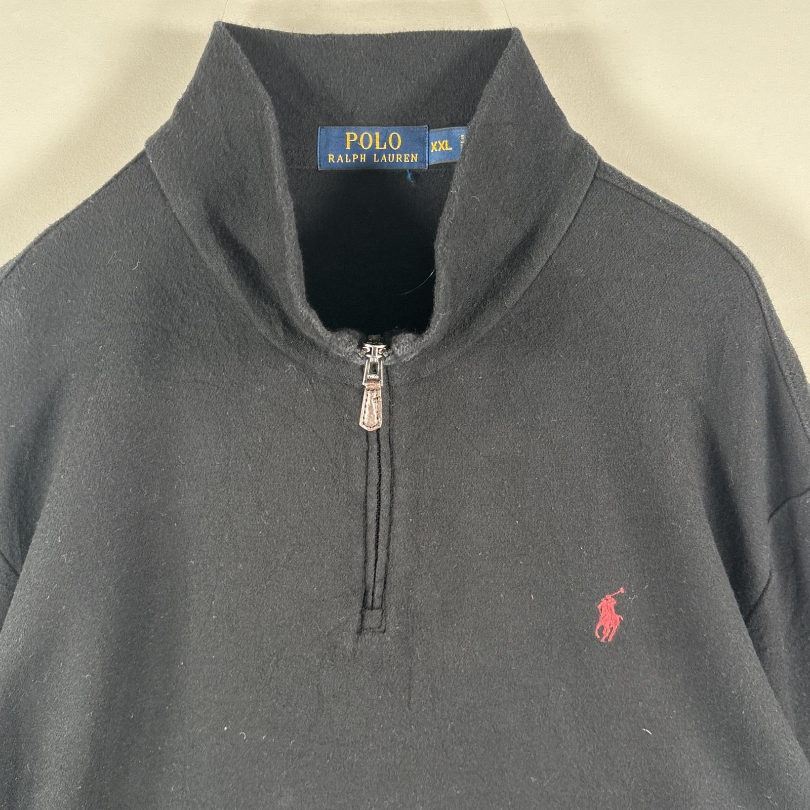 古着 スウェット ハーフジップ 薄手 ワンポイントロゴ刺繍 ビッグサイズ XXL ブラック メンズ 古着 スウェット ハーフジップ 薄手 ワンポイントロゴ刺繍 ビッグサイズ XXL ブラック メンズ