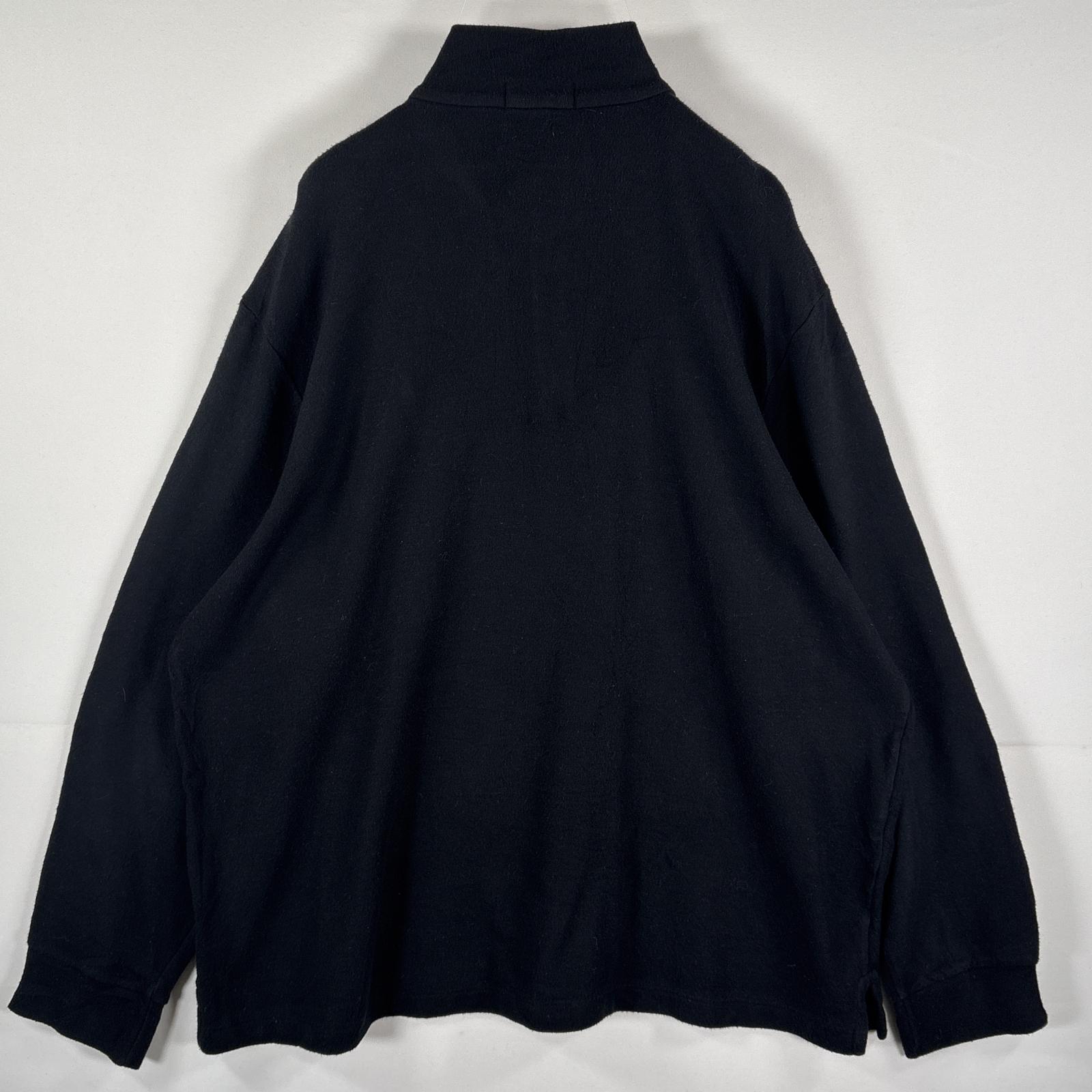 古着 スウェット ハーフジップ 薄手 ワンポイントロゴ刺繍 ビッグサイズ XXL ブラック メンズ 古着 スウェット ハーフジップ 薄手 ワンポイントロゴ刺繍 ビッグサイズ XXL ブラック メンズ