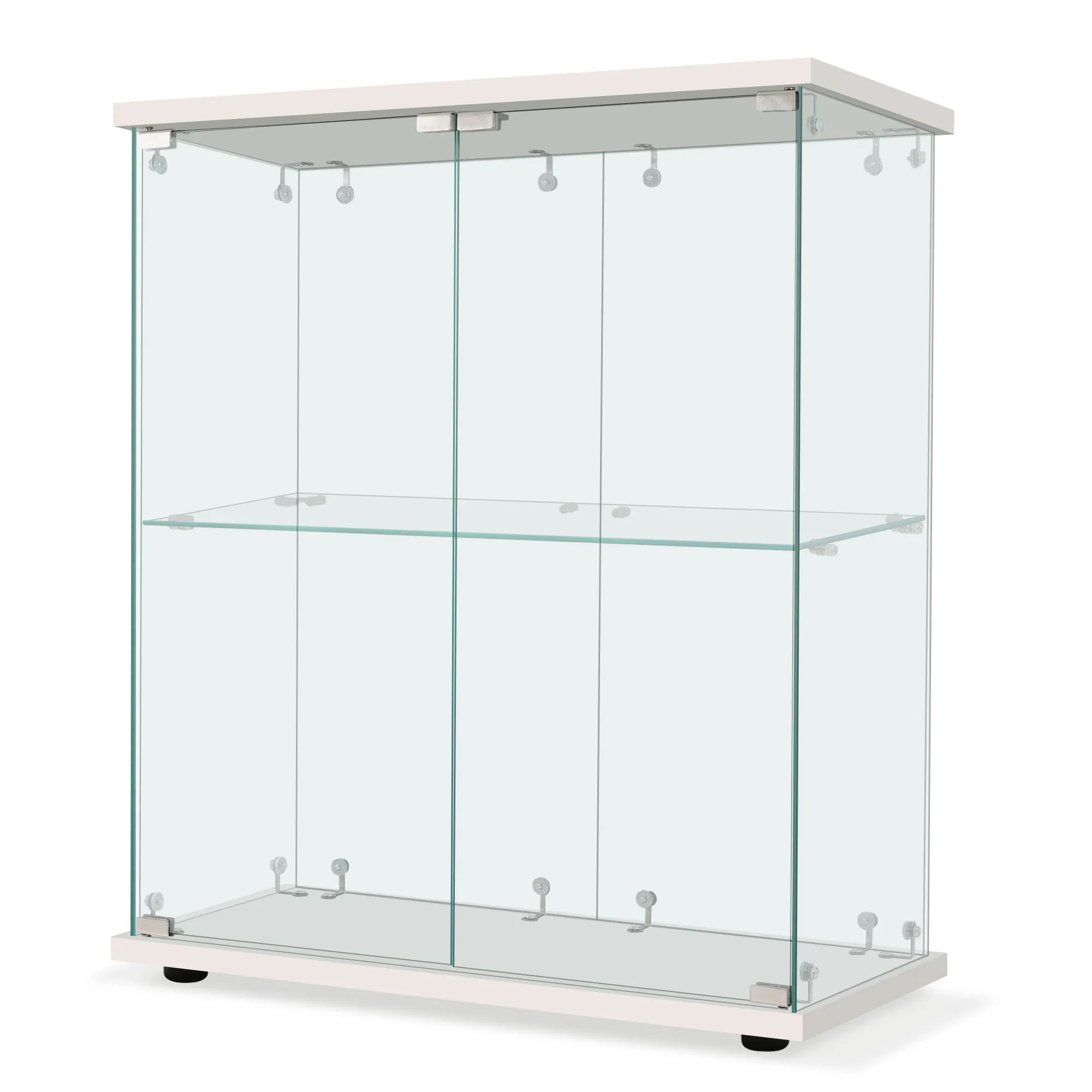 コレクションケース 両扉タイプ 大型 ワイドタイプ ガラスディスプレイキャビネット フィギュアケース 2段 強化ガラス 全面ガラス サイズ:幅80.5×奥行36.5×高さ86cm ホワイト コレクションケース 両扉タイプ 大型 ワイドタイプ ガラスディスプレイキャビネット フィギュアケース 2段 強化ガラス 全面ガラス サイズ:幅80.5×奥行36.5×高さ86cm ホワイト