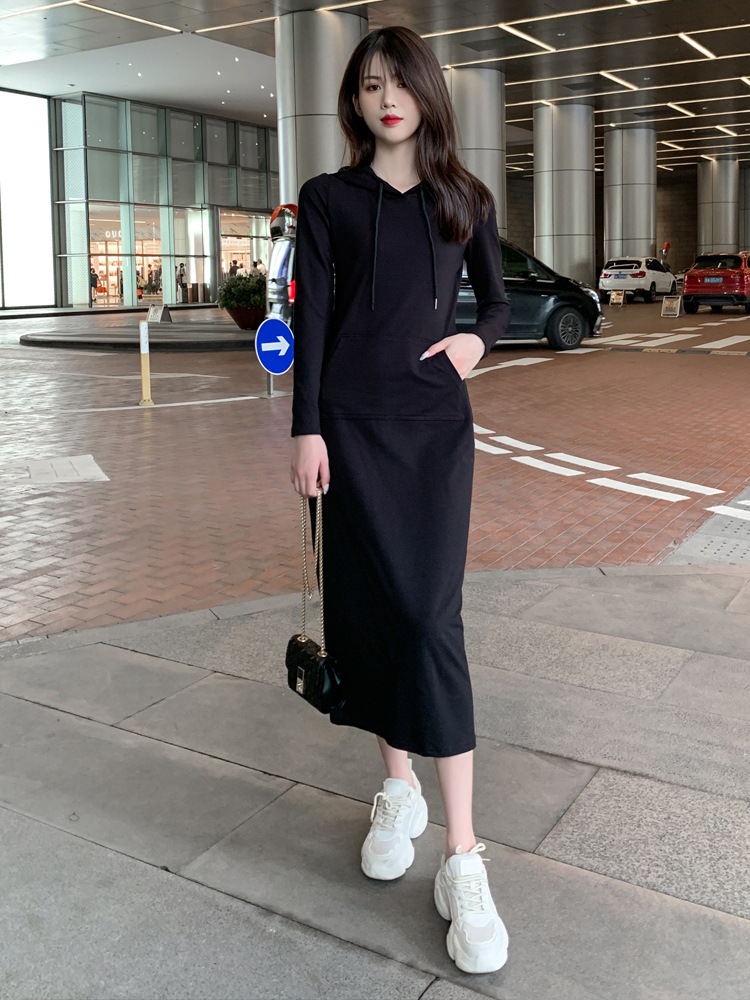 ワンピース レディース フード付き 長袖 ミドル丈 お出かけ ショッピング 買い物 可愛い シンプル スカート ルーズウエスト ブラック 黒 10代 20代 30代 ML XL ミディアム 大人カジュ ワンピース レディース フード付き 長袖 ミドル丈 お出かけ ショッピング 買い物 可愛い シンプル スカート ルーズウエスト ブラック 黒 10代 20代 30代 ML XL ミディアム 大人カジュ