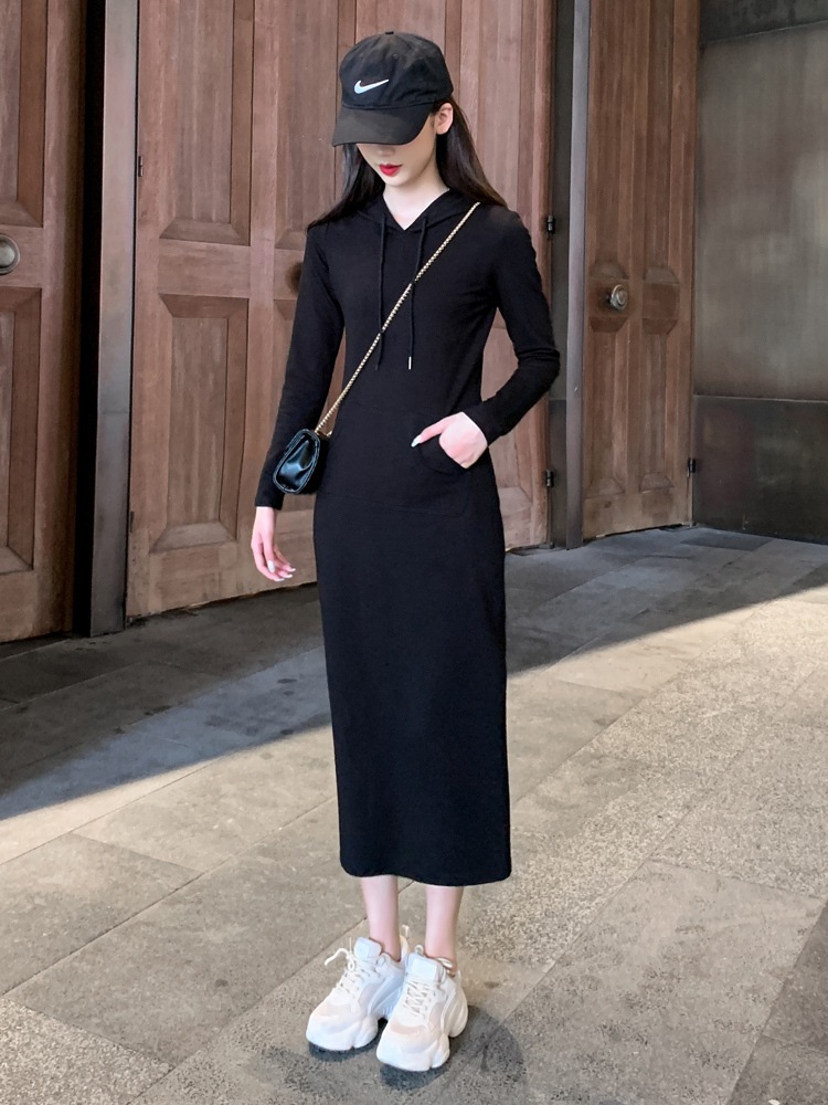 ワンピース レディース フード付き 長袖 ミドル丈 お出かけ ショッピング 買い物 可愛い シンプル スカート ルーズウエスト ブラック 黒 10代 20代 30代 ML XL ミディアム 大人カジュ ワンピース レディース フード付き 長袖 ミドル丈 お出かけ ショッピング 買い物 可愛い シンプル スカート ルーズウエスト ブラック 黒 10代 20代 30代 ML XL ミディアム 大人カジュ