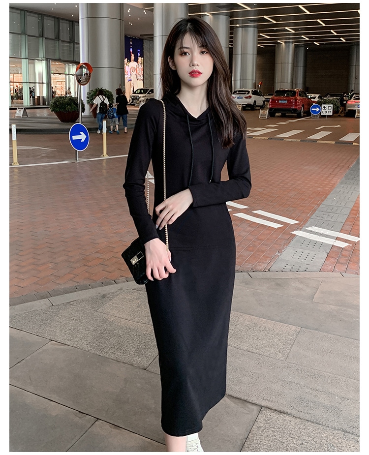 ワンピース レディース フード付き 長袖 ミドル丈 お出かけ ショッピング 買い物 可愛い シンプル スカート ルーズウエスト ブラック 黒 10代 20代 30代 ML XL ミディアム 大人カジュ ワンピース レディース フード付き 長袖 ミドル丈 お出かけ ショッピング 買い物 可愛い シンプル スカート ルーズウエスト ブラック 黒 10代 20代 30代 ML XL ミディアム 大人カジュ