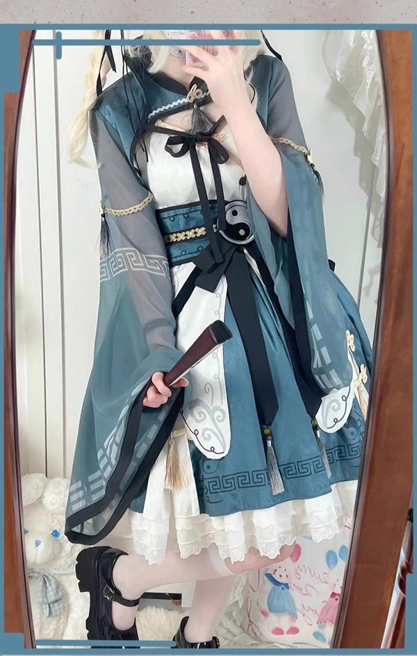 ワンピース ロリータ キョンシー ハロウィン 膝丈 中華風 レディース ゴスロリ Aライン ロリィタファッション リボン 長袖 ロリータワンピース コスム コスプレ 衣装 ゾンビ 可愛い 仮装 ワンピース ロリータ キョンシー ハロウィン 膝丈 中華風 レディース ゴスロリ Aライン ロリィタファッション リボン 長袖 ロリータワンピース コスム コスプレ 衣装 ゾンビ 可愛い 仮装