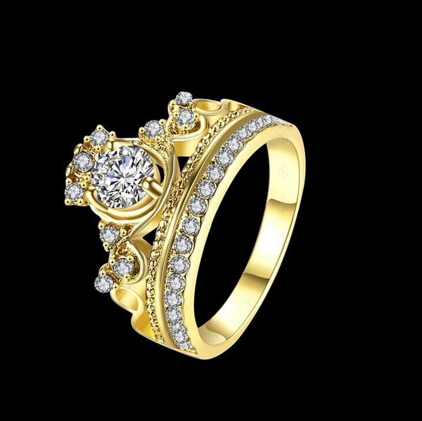 NEWファッションジュエリー18KローズゴールドプリティクラウンレディCZクリスタルリングプリンセスリング結婚指輪パーティー NEWファッションジュエリー18KローズゴールドプリティクラウンレディCZクリスタルリングプリンセスリング結婚指輪パーティー