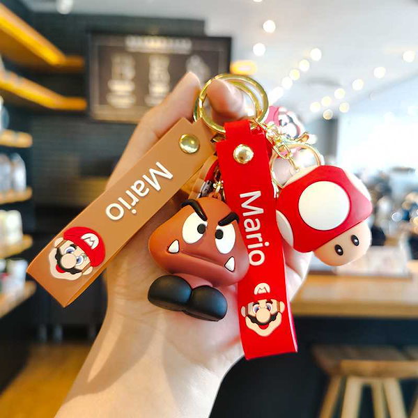 Qoo10] スーパーマリオ マリオキーホルダー 車の