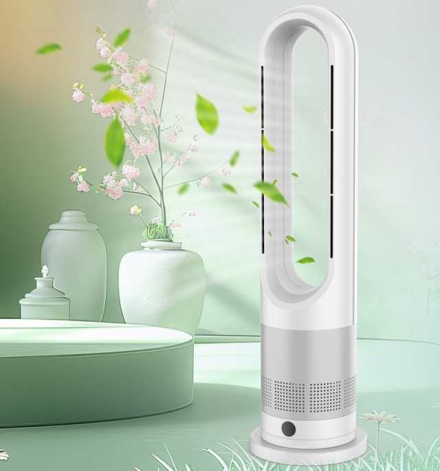 夏冬両用 冷暖兼用 羽なし扇風機 タワーファン 扇風機 羽なし 8段階涼風 3段階温風 扇風機 80左右首振り DCモーター暖房器具 切タイマー ファンヒーター リモコン 静音 スリム ヒーター 冷