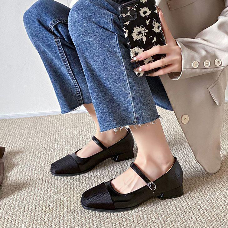 【韓国ins大人気】ローヒール パンプス ストラップ スクエアトゥ ぺたんこ PU フラット 韓国ファッション【k3-mxj5】【予約販売:15-20日】60込 【韓国ins大人気】ローヒール パンプス ストラップ スクエアトゥ ぺたんこ PU フラット 韓国ファッション【k3-mxj5】【予約販売:15-20日】60込