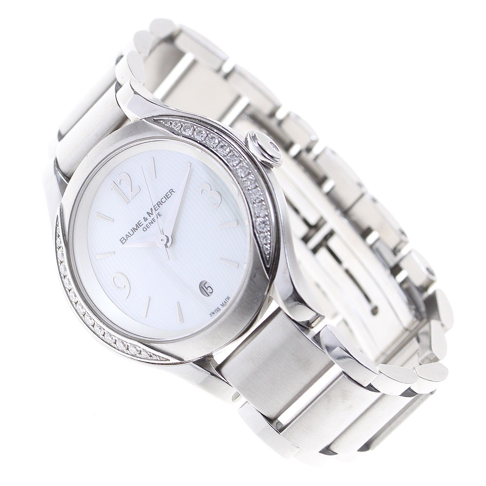 ボーム＆メルシェ Baume & Mercier 65616 サイドダイヤ デイト クォーツ レディース _822721【中古】