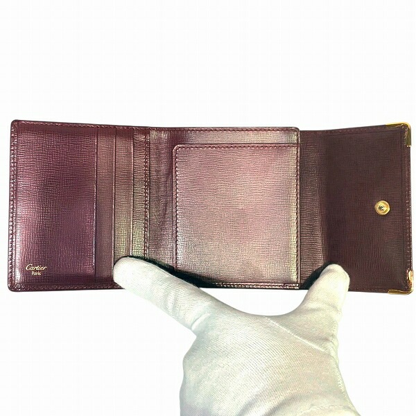 カルティエ マストライン ボルドー がま口 三つ折り財布 レディース カルティエ マストライン ボルドー がま口 三つ折り財布 レディース