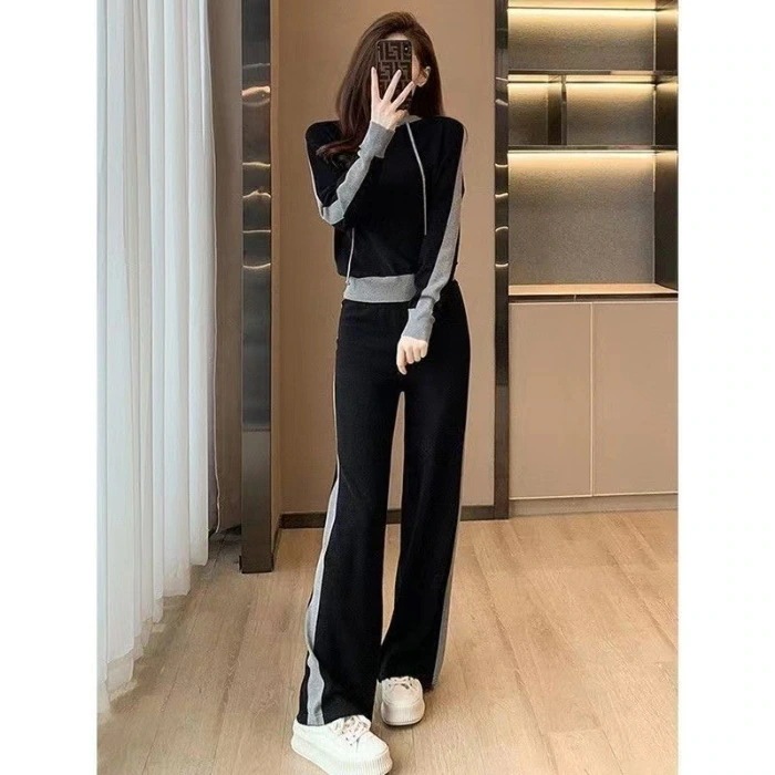 ハイエンドのカスタマイズ-秋の女性用スポーツスーツ流行の学生韓国版ゆったりスリムファッショナブル小さめのカジュアルツーピーススーツ ハイエンドのカスタマイズ-秋の女性用スポーツスーツ流行の学生韓国版ゆったりスリムファッショナブル小さめのカジュアルツーピーススーツ