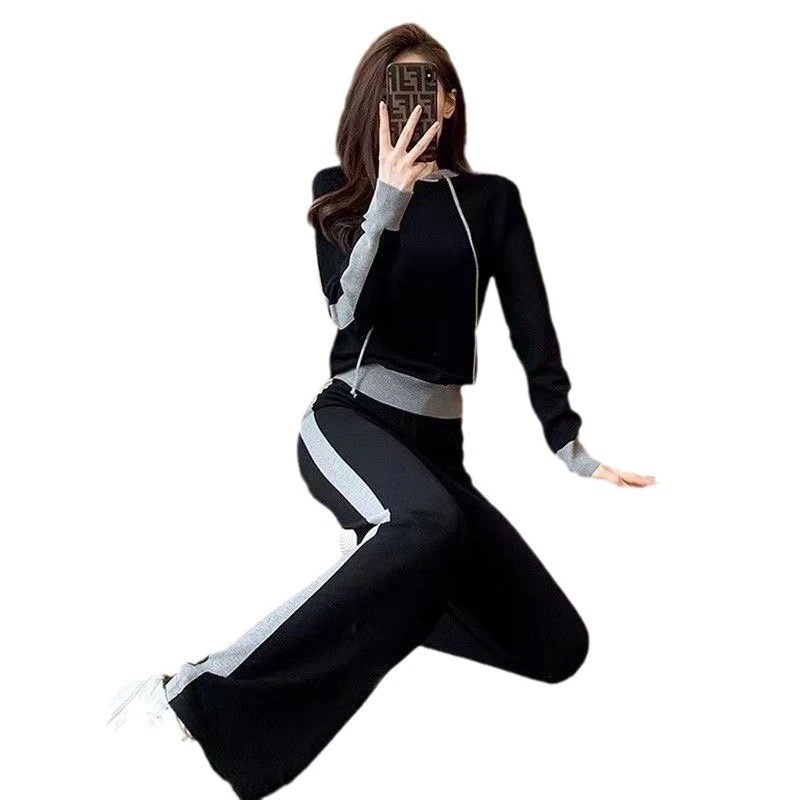 ハイエンドのカスタマイズ-秋の女性用スポーツスーツ流行の学生韓国版ゆったりスリムファッショナブル小さめのカジュアルツーピーススーツ ハイエンドのカスタマイズ-秋の女性用スポーツスーツ流行の学生韓国版ゆったりスリムファッショナブル小さめのカジュアルツーピーススーツ