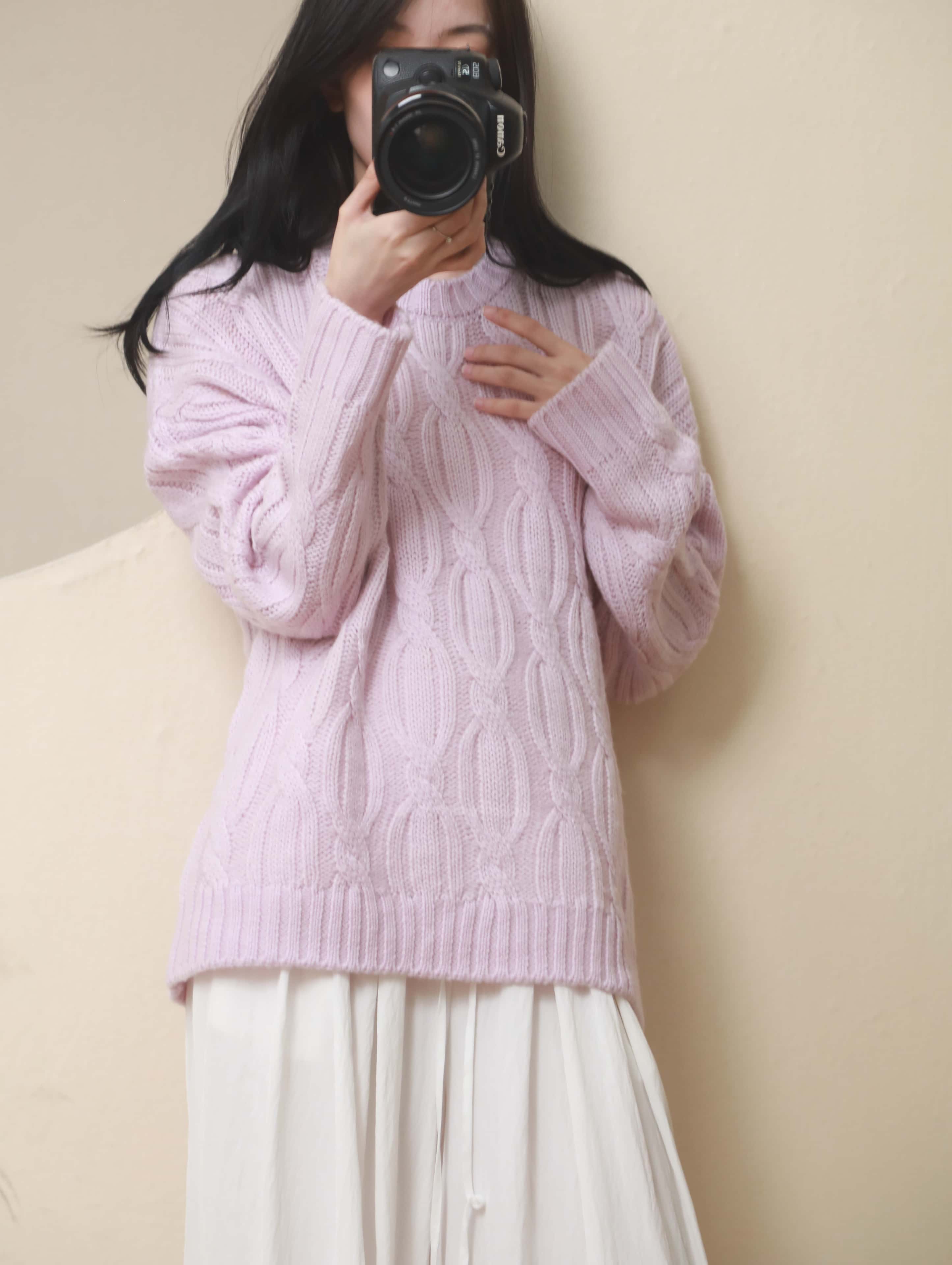 【2024新作】ケーブル編みニットセーター アイボリー ラベンダー ブラウン M L レディース 長袖 100%ウール ゆったりシルエット クルーネック 秋冬 暖かい 無地 カジュアル クラシカ 【2024新作】ケーブル編みニットセーター アイボリー ラベンダー ブラウン M L レディース 長袖 100%ウール ゆったりシルエット クルーネック 秋冬 暖かい 無地 カジュアル クラシカ