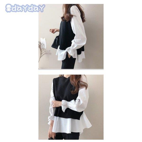 ブラウス2点セット レディース 秋冬 長袖ブラウス ボーダー柄 ベスト セットアップ オシャ ブラウス2点セット レディース 秋冬 長袖ブラウス ボーダー柄 ベスト セットアップ オシャ