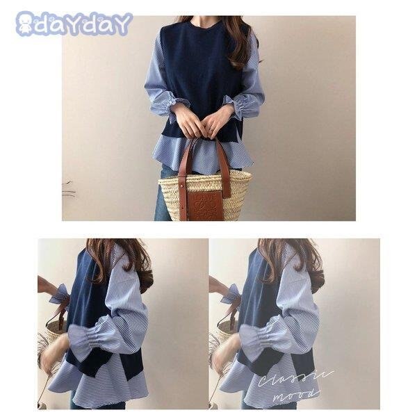 ブラウス2点セット レディース 秋冬 長袖ブラウス ボーダー柄 ベスト セットアップ オシャ ブラウス2点セット レディース 秋冬 長袖ブラウス ボーダー柄 ベスト セットアップ オシャ