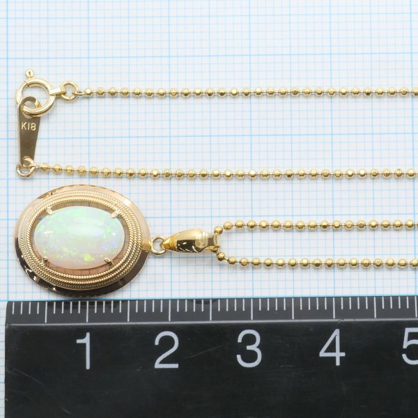 K18 18金 YG イエローゴールド ネックレス オパール 約40cm ジュエリー 中古 K18 18金 YG イエローゴールド ネックレス オパール 約40cm ジュエリー 中古