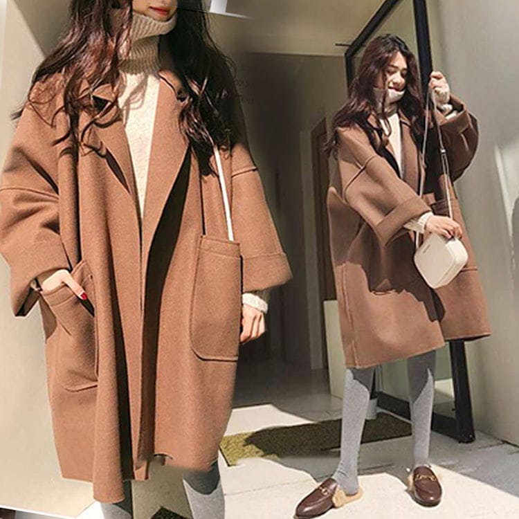 アウタートレンチコートラシャ トレンチコート カジュアル トップス レディース 冬アウター ロング ゆったり ヘップバーンスタイル 韓国ファッション OL通勤 ジャケット 気質 コート