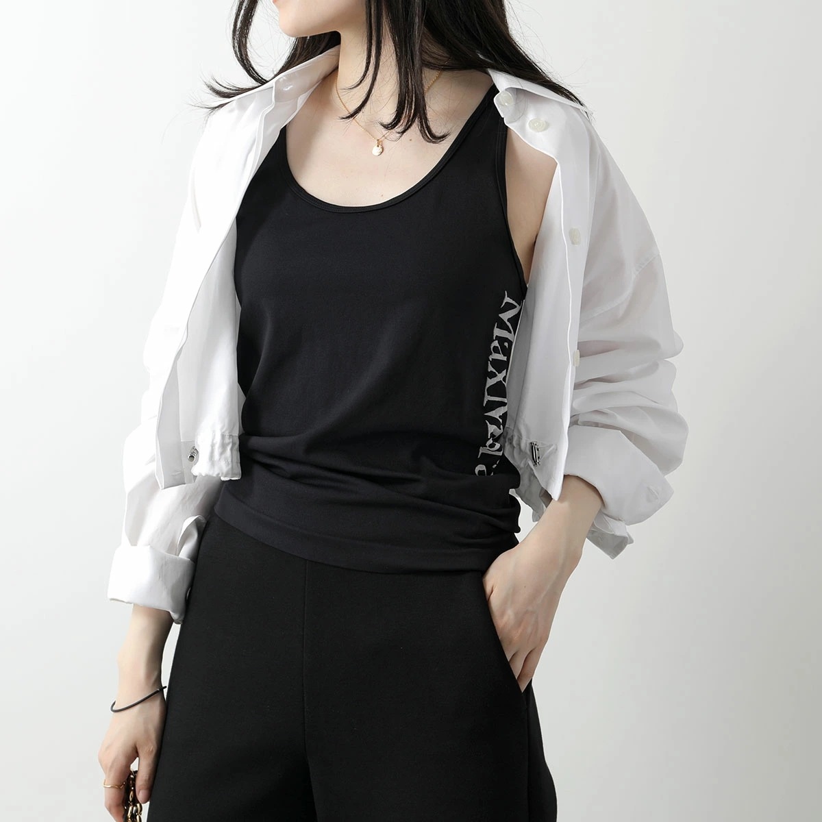 S MAX MARA エス マックスマーラ タンクトップ FORTUNA レディース ノースリーブ ロゴ スポーツウェア トレーニングウェア ストレッチ カラー