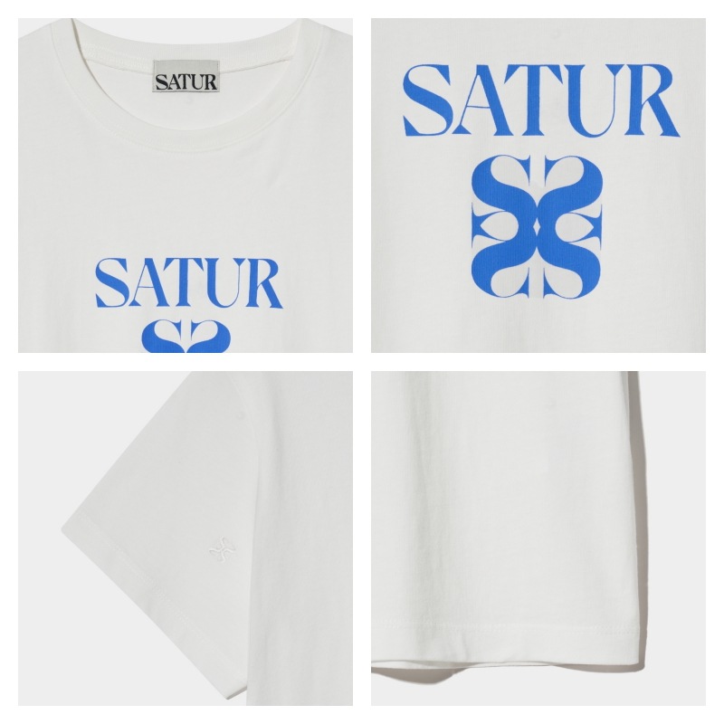 【SATUR】 CLASSIC LOGO T-SHIRTS : WHITE BLUE