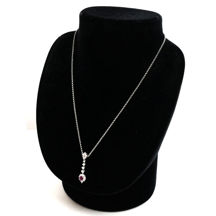 Pt900 & Pt850✨ルビー1.232ct✨ダイヤ0.30ct✨ネックレス Pt900/850 ルビー ダイヤ ネックレス ルビー0.45ct ダイヤモンド0.51ct