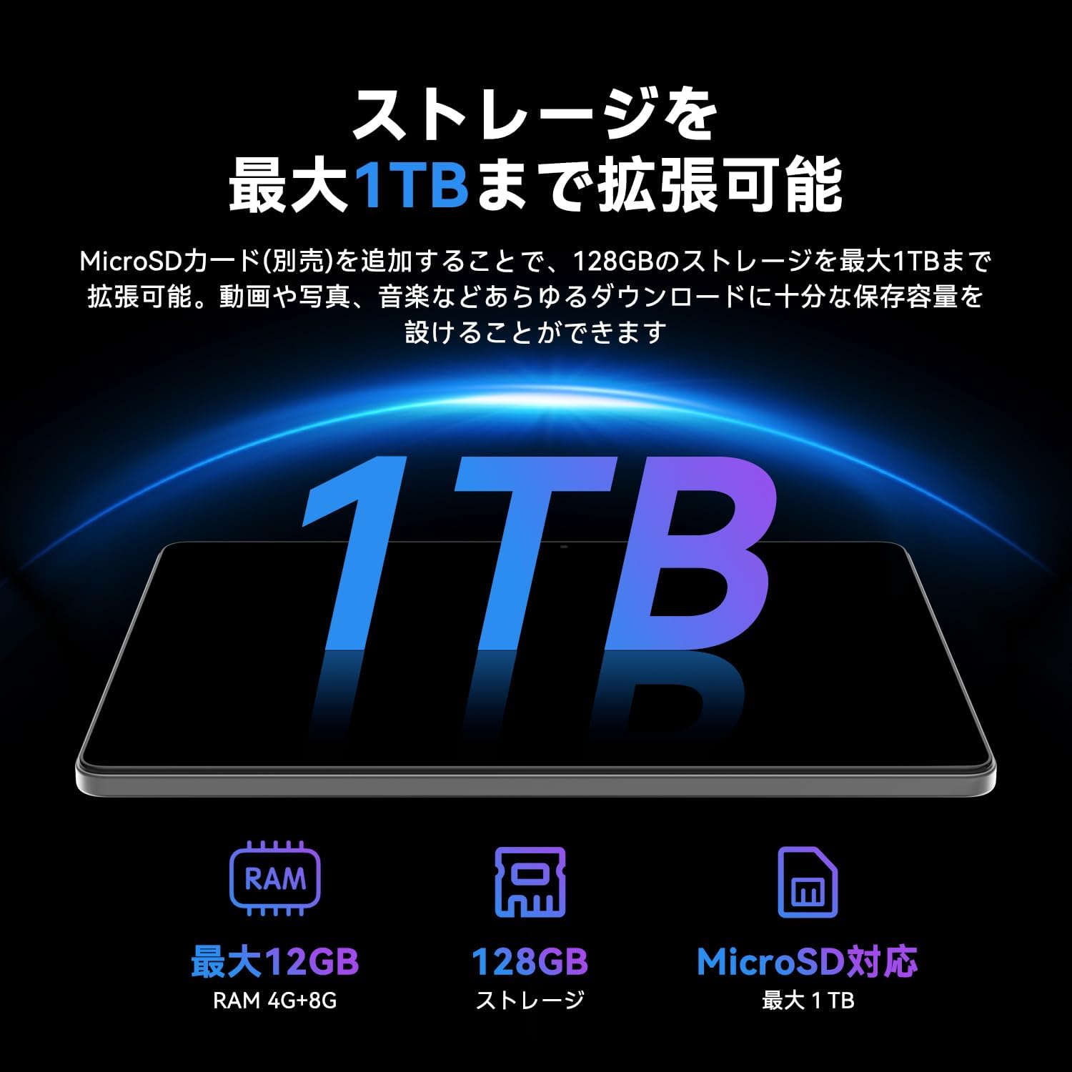 android 15 タブレット 11インチ 12GB+128GB+1TB拡張 アンドロイド Tablet 8コアT606 wi-fiモデル 8000mAh GPS対応 顔認識 画面分割 無線投影