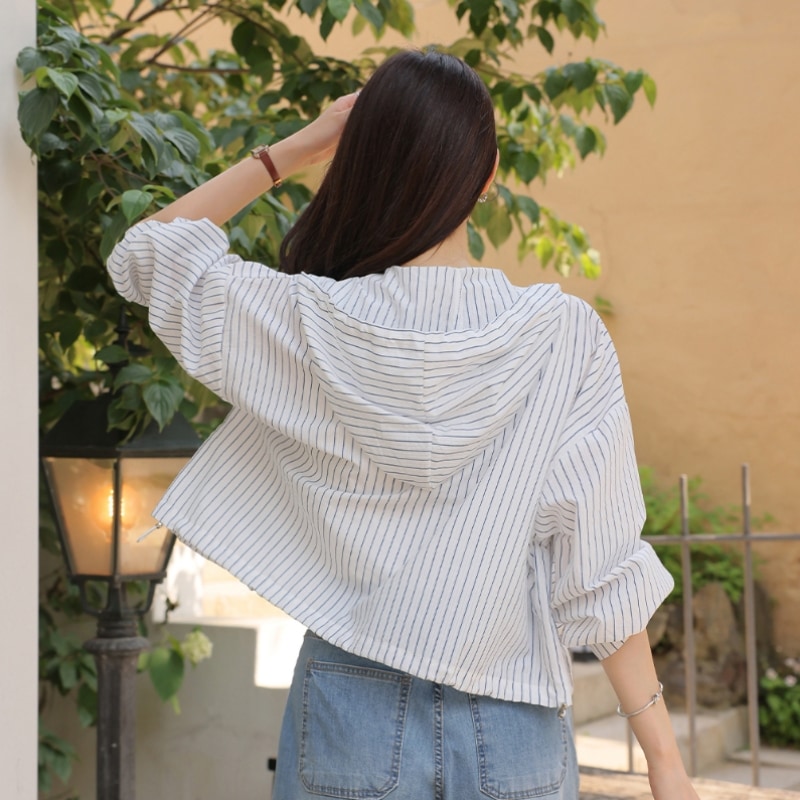 クリック&ファニー キャットストライプ ストリングフードシャツ モデル名 クリック&ファニー キャットストライプ ストリングフードシャツ モデル名