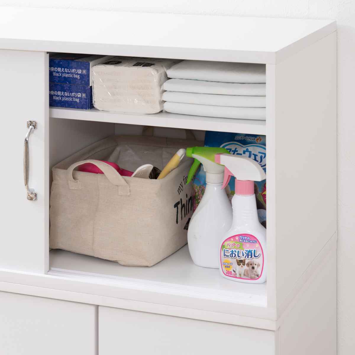 上置き棚 引戸式 ホワイトリビング 幅90cm 上置き 収納 家具 組み合わせ 引き戸 可動棚 追加 ローボード テレビ台 背面化粧