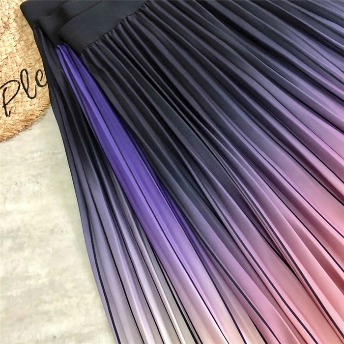 プリーツスカート ロング ロングスカート プリーツ フレアスカート ボトムス グラデーションスカート スカート レディース フレア ロング丈 ミモレ丈 春夏 春 夏 ウエストゴム シンプル おしゃれ