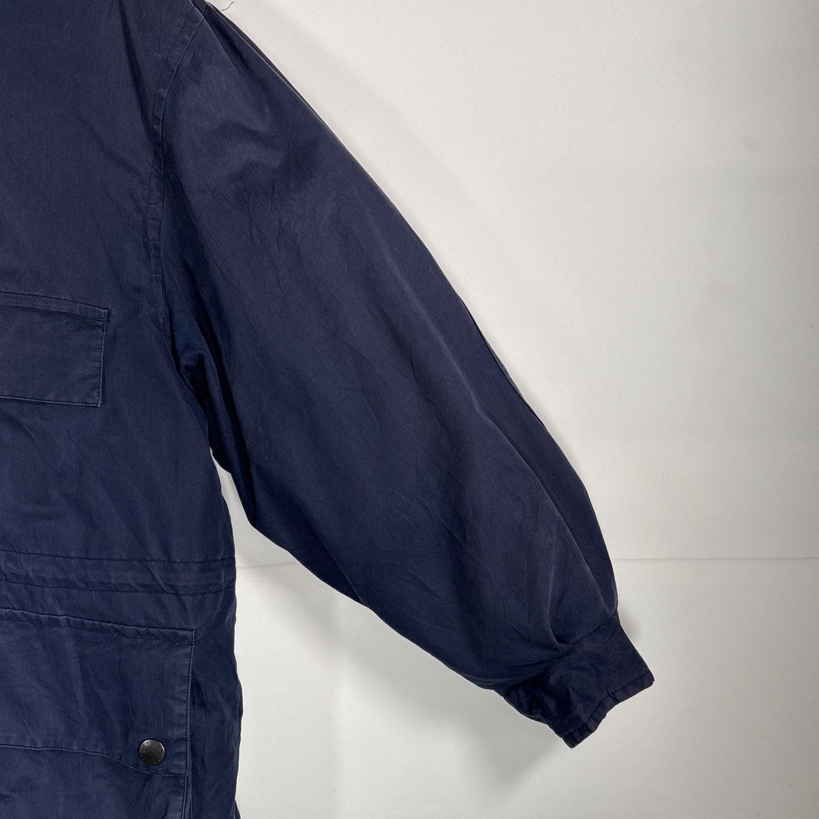 古着 90s/90年代 ダウンジャケット 襟レザー 裏地チェック柄 L ネイビー メンズ 古着 90s/90年代 ダウンジャケット 襟レザー 裏地チェック柄 L ネイビー メンズ