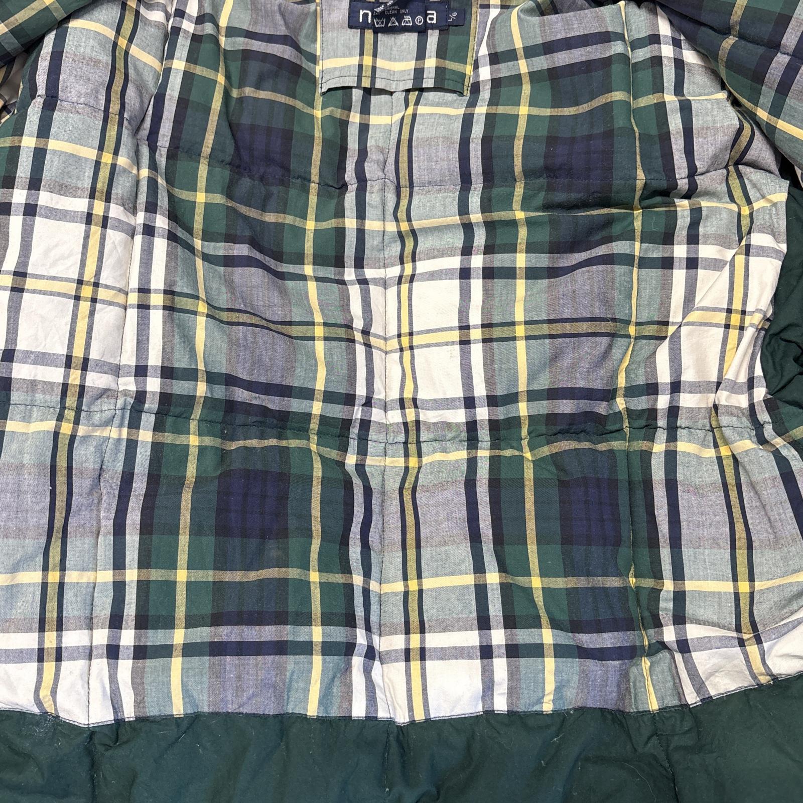 古着 90s/90年代 ダウンジャケット 襟レザー 裏地チェック柄 L ネイビー メンズ 古着 90s/90年代 ダウンジャケット 襟レザー 裏地チェック柄 L ネイビー メンズ