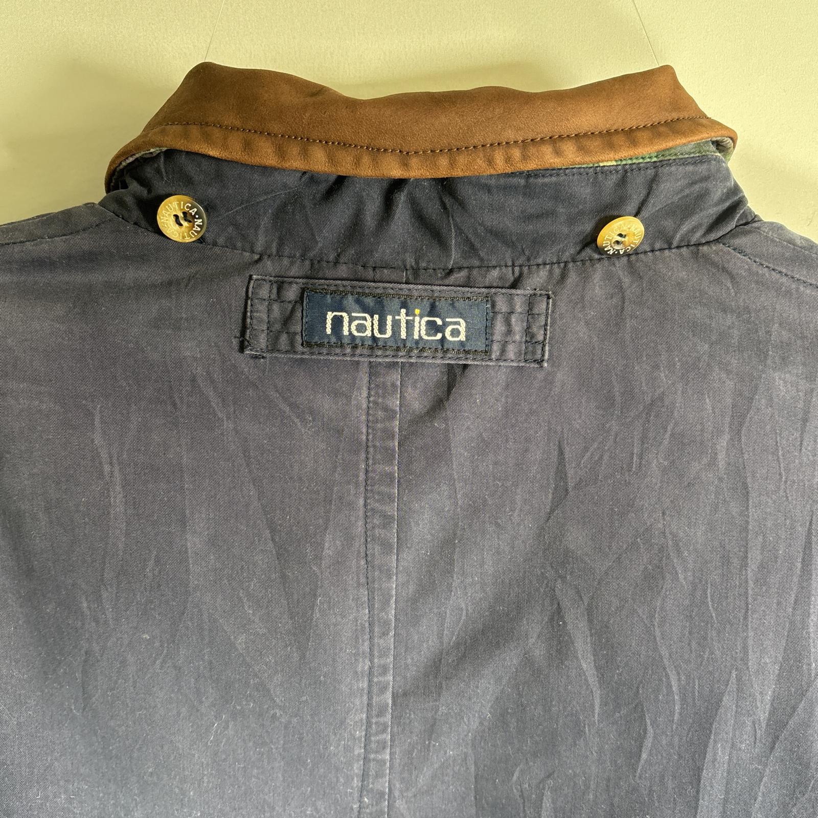 古着 90s/90年代 ダウンジャケット 襟レザー 裏地チェック柄 L ネイビー メンズ 古着 90s/90年代 ダウンジャケット 襟レザー 裏地チェック柄 L ネイビー メンズ