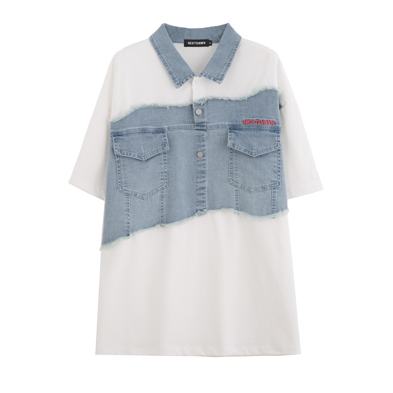 トップス Tシャツ シャツ レギュラー丈 袖あり 半袖 Vネック 襟付き 裾ワイド デニム かわいい シンプル カジュアル おしゃれ かっこいい こなれ感 ラフ メンズライク マニッシュ トップス Tシャツ シャツ レギュラー丈 袖あり 半袖 Vネック 襟付き 裾ワイド デニム かわいい シンプル カジュアル おしゃれ かっこいい こなれ感 ラフ メンズライク マニッシュ