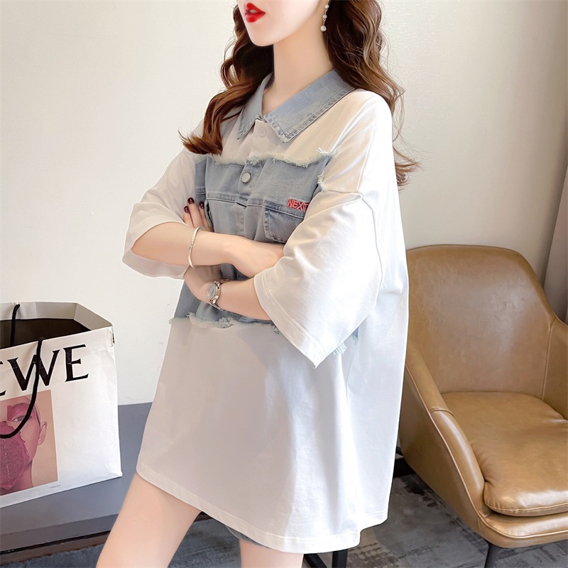 トップス Tシャツ シャツ レギュラー丈 袖あり 半袖 Vネック 襟付き 裾ワイド デニム かわいい シンプル カジュアル おしゃれ かっこいい こなれ感 ラフ メンズライク マニッシュ トップス Tシャツ シャツ レギュラー丈 袖あり 半袖 Vネック 襟付き 裾ワイド デニム かわいい シンプル カジュアル おしゃれ かっこいい こなれ感 ラフ メンズライク マニッシュ