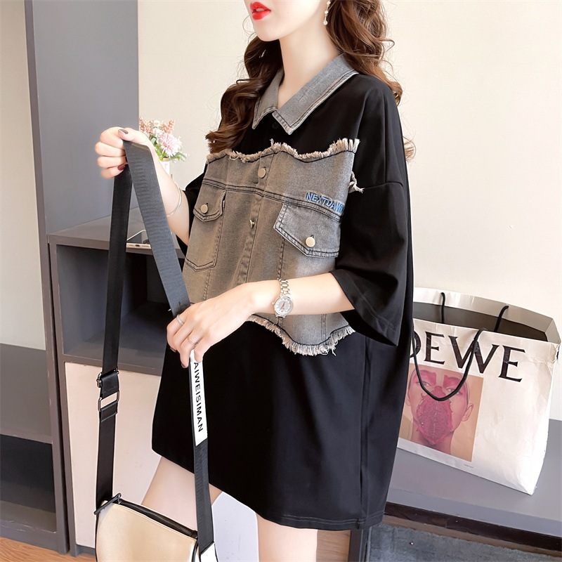 トップス Tシャツ シャツ レギュラー丈 袖あり 半袖 Vネック 襟付き 裾ワイド デニム かわいい シンプル カジュアル おしゃれ かっこいい こなれ感 ラフ メンズライク マニッシュ トップス Tシャツ シャツ レギュラー丈 袖あり 半袖 Vネック 襟付き 裾ワイド デニム かわいい シンプル カジュアル おしゃれ かっこいい こなれ感 ラフ メンズライク マニッシュ