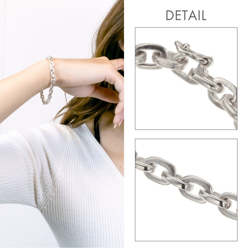 ペアブレスレット メンズ レディース シルバー925製 極太あずきチェーン カットアズキ 小豆 ペアブレスレット メンズ レディース シルバー925製 極太あずきチェーン カットアズキ 小豆