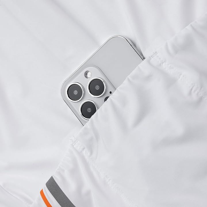 メンズ サイクルジャージ 半袖 春夏 薄手 サイクリングウエア 後ろポケット 自転車 ロードバイク 通気 速乾(ホワイト, L)