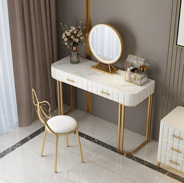 ドレッサー　白　大理石 Qoo10] 大理石ドレッサーテーブル寝室化粧台現代大