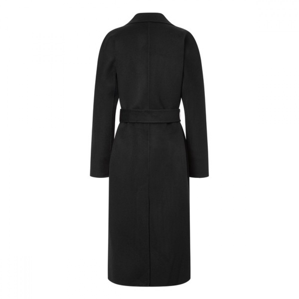 (ヘッジスレディース) 24FW ハンドメイドベルト付きダブルロングコートネイビー HSCO4D009N2