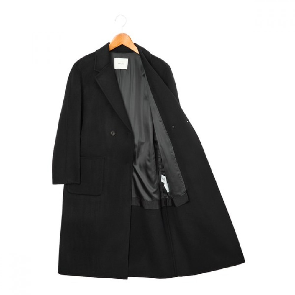 (ヘッジスレディース) 24FW ハンドメイドベルト付きダブルロングコートネイビー HSCO4D009N2